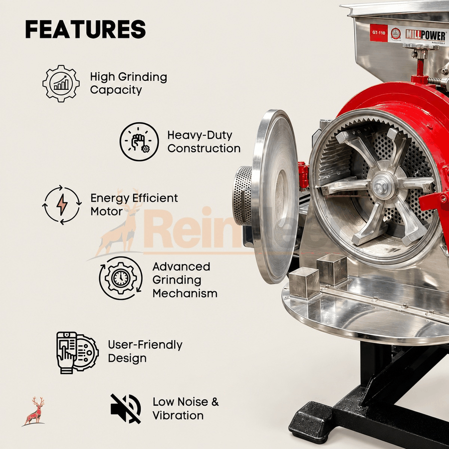 100 كجم في الساعة Atta Chakki - الميزات - Reindeer Machinery